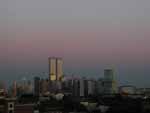 View of downtown at dusk from our new place. (moon shown in larger version) 7/2001