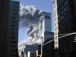 View from the street as the tower crumbles