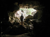 Looking out toward the entrance to Great Cave as Robyn descends