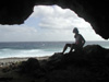 Robyn at the entrance to an unnamed cave in the bluff