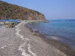 An obsidian and pumice beach on Lipari. Hot on the feet, and rocks floating in the water. Unusual.