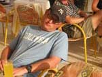 Back in Hvar town... Carlo catching a nap while his Fanta warms up