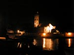 Hvar at night--the moon emerging from clouds over the convent