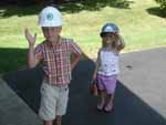 Felix as Bob the Builder and Zoe as his admiring accomplice, 7/20/02