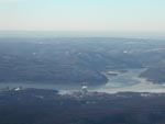 Peekskill, NY and the Hudson River. Indian Point Nuclear Power Station is on the left, Bear Mountain Bridge on the right