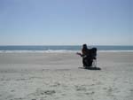 Robyn trying to get some studying done on the beach.  #@*&! spring break crowds.