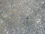 A closeup of water riffling over pebbles