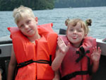 Felix and Zoe on the boat